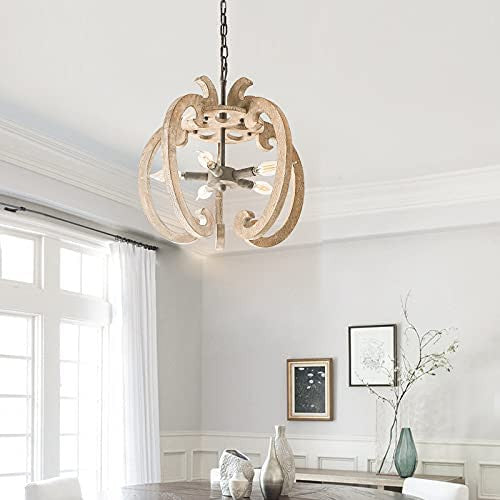 5 Light Wood Chandelier Farmhouse Pendant Hanging Light Fixture