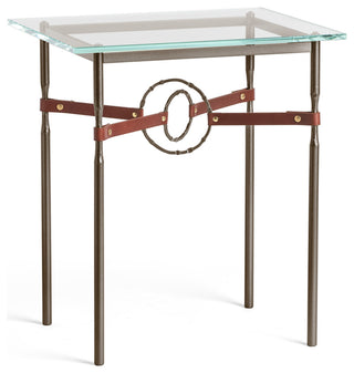 Equus Side Table, Bronze Finish, Bronze Accents, British Brown Leather Strap
