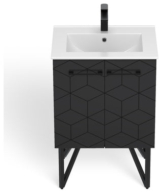 The Forma Bathroom Vanity, Black, 24", Single Sink, Freestanding