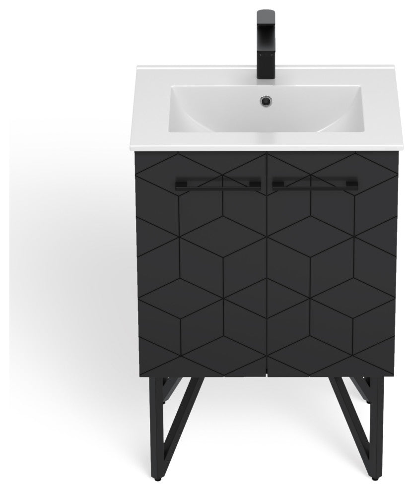 The Forma Bathroom Vanity, Black, 24", Single Sink, Freestanding