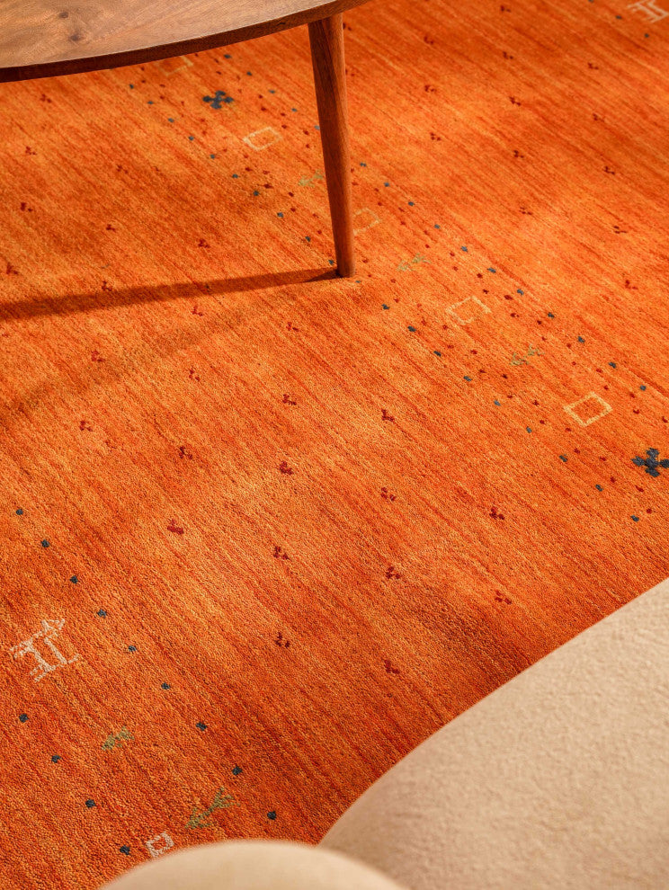 HAND KNOTTED LOOM WOOL ECO-FRIENDLY AREA RUGS- Rectangle, Orange, Contemporary