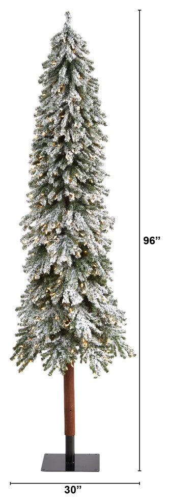 Nearly Natural 8ï¿½Flocked Grand Alpine Artificial Christmas Tree/500 Clear Lights