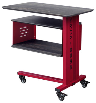 ACME Cargo Accent Table WithWall Shelf, Red