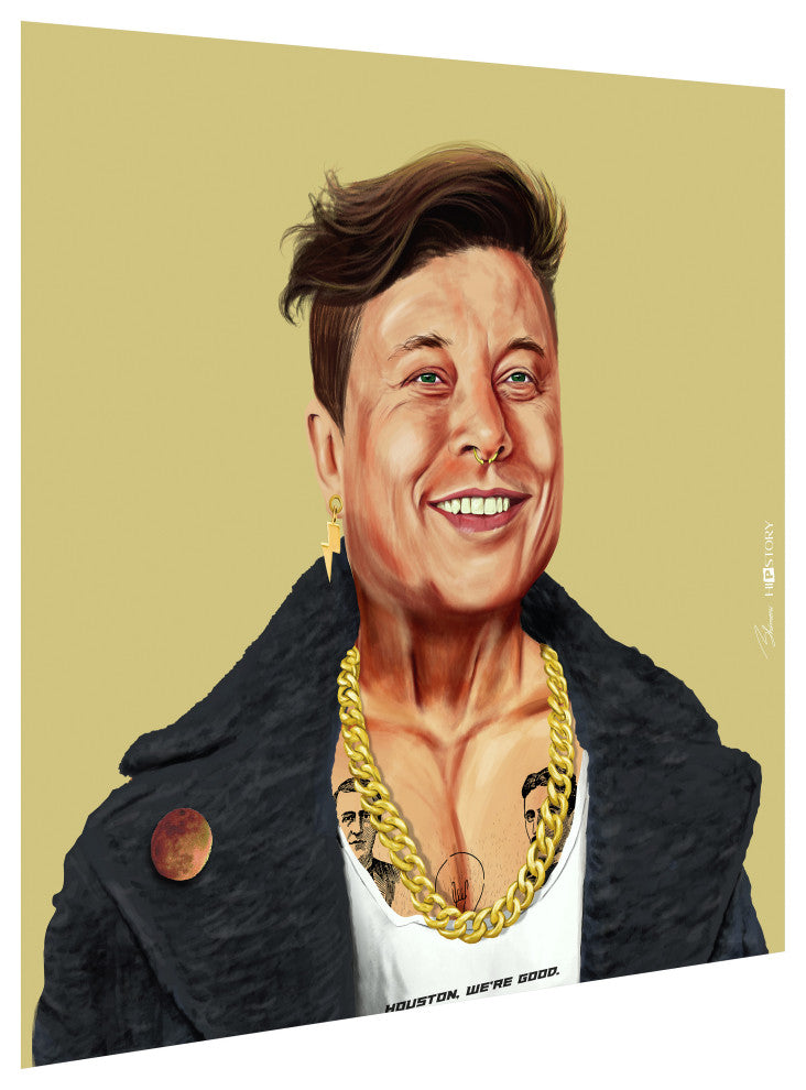 "Hip Elon" Frameless Reverse Printed Tempered Art Glass Wall Art