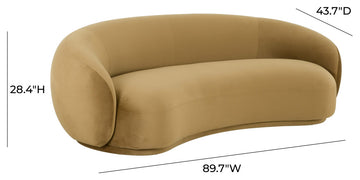 Kendall Cognac Velvet Sofa, Cognac
