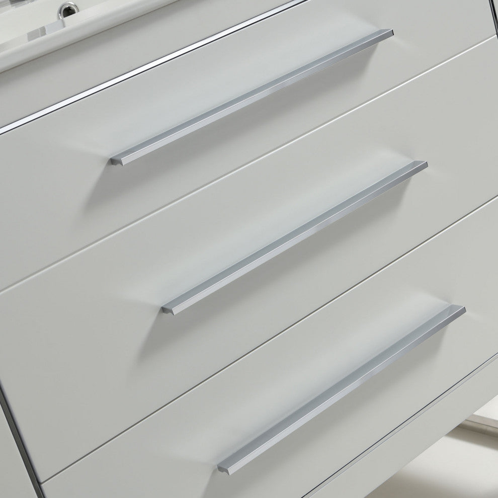 Sherwood 36" Single Vanity Set, White, Chrome Trim, Floating Only