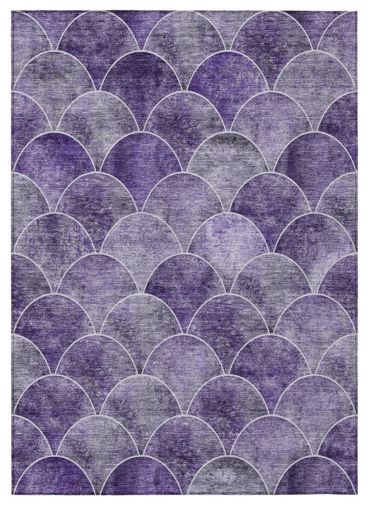 Machine Washable Indoor/Outdoor Chantille ACN594 Purple 2''6" x 3''10" Rug