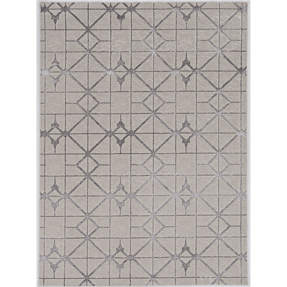 KAS Luna 7128 Ivory/Silver Elements Area Rug, 7'10"x10'10"