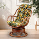 Rattan Wicker Handmade Bali Lounge Swivel Rocking Chair with Cushion, Floral Cushion