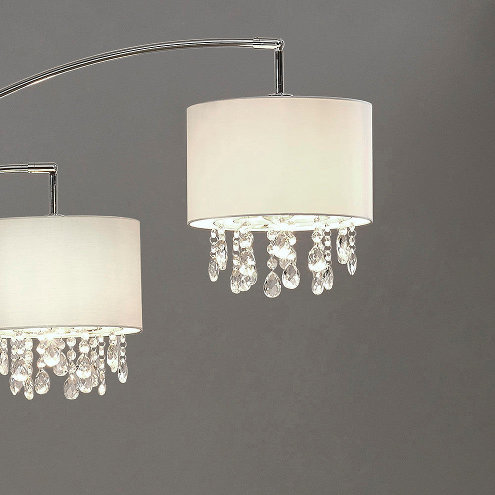 Palace 3-Light Crystal Pendant Arch Floor Lamp, White