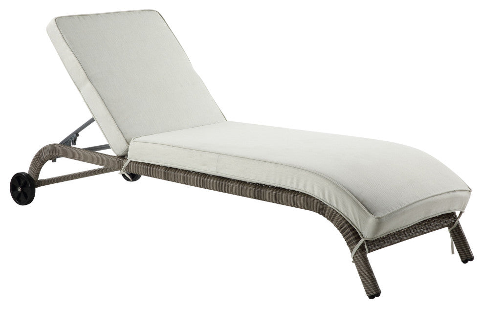 ACME Salena Patio Sun Lounge in Beige Fabric & Gray Finish