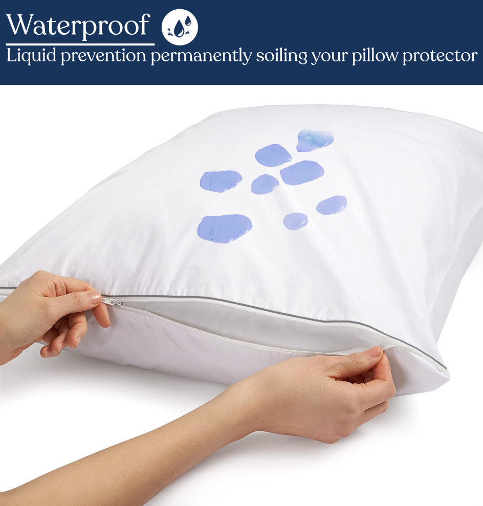 Delara Pillow Protector Set of 2, 300TC, Long Staple Organic Cotton, Standard, 21"x26"