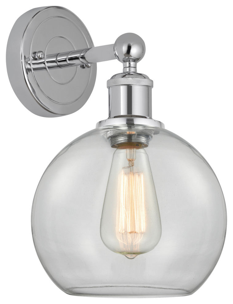 Athens 1-Light 8" Sconce, Polished Chrome, Clear