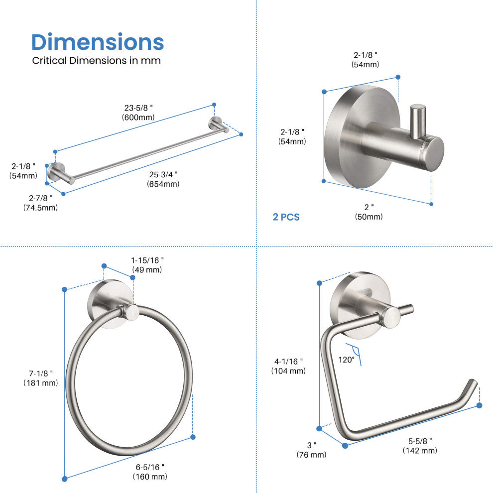Circular 5-Piece Bathroom Hardware Set, Brushed Nickel