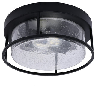 12" 2-Light Flush Mount Light, Matte Black, Clear Bubble Glass