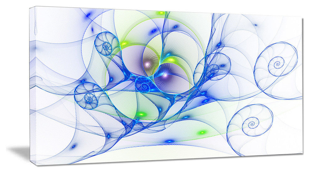 Blue Colored Curly Spiral, Oversized Abstract Canvas Art Print, 60x28