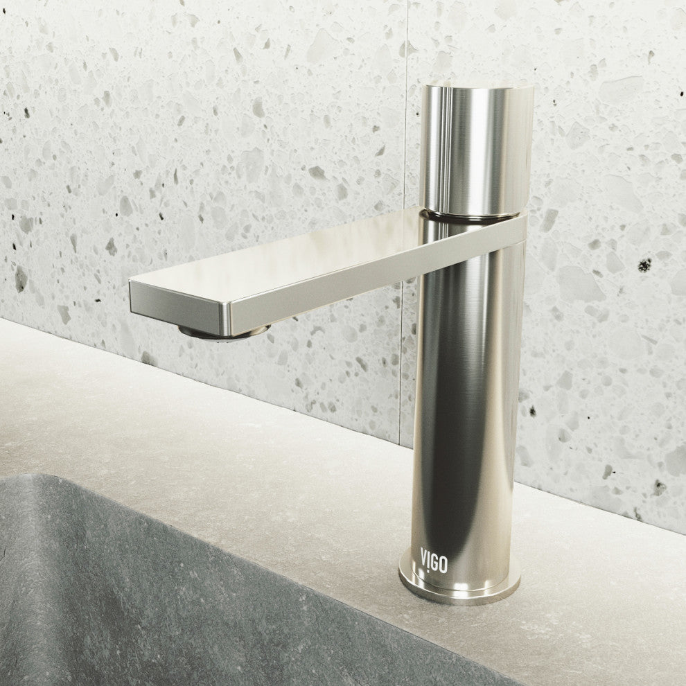 VIGO Halsey 8" H Single Handle Single Hole Bathroom Faucet, Brushed Nickel, Without Extras