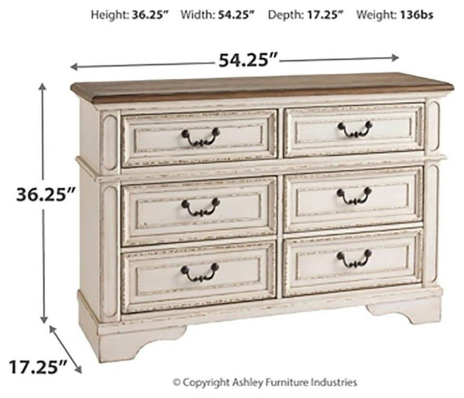 Ashley Furniture Realyn Engineered Wood 6 Drawer Double Dresser in Mahogany