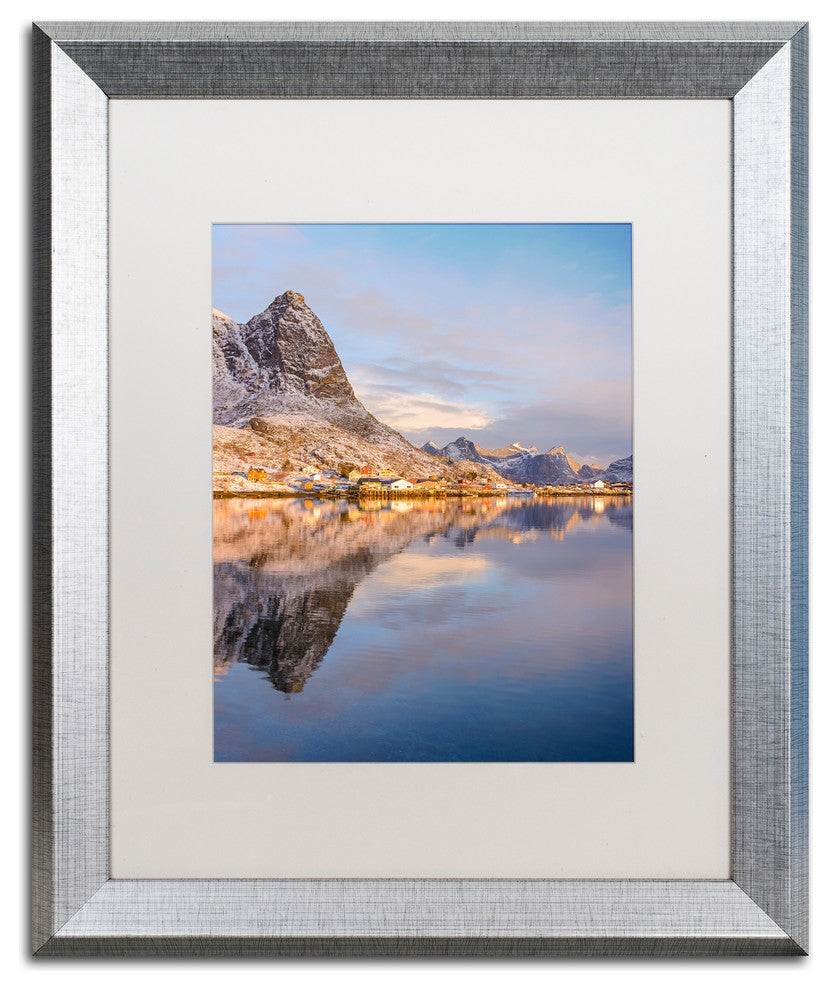 Michael Blanchette 'Mountain Cascade' Art, Silver Frame, White Mat, 20x16