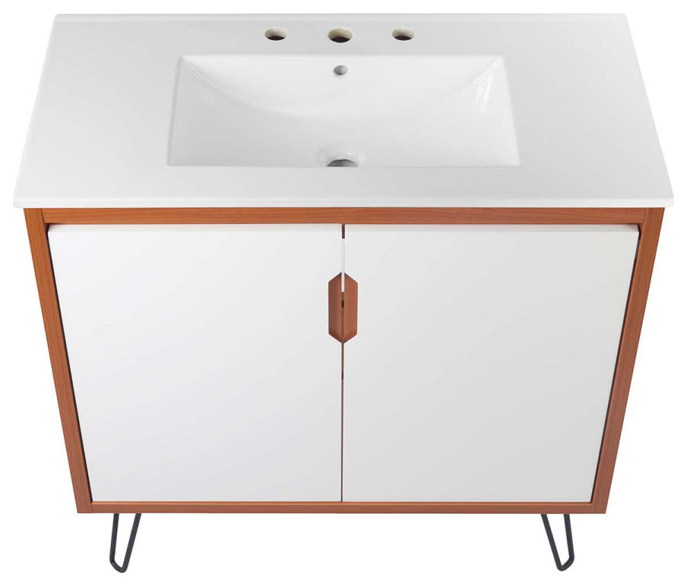 Energize 36" Bathroom Vanity, Cherry-White-White
