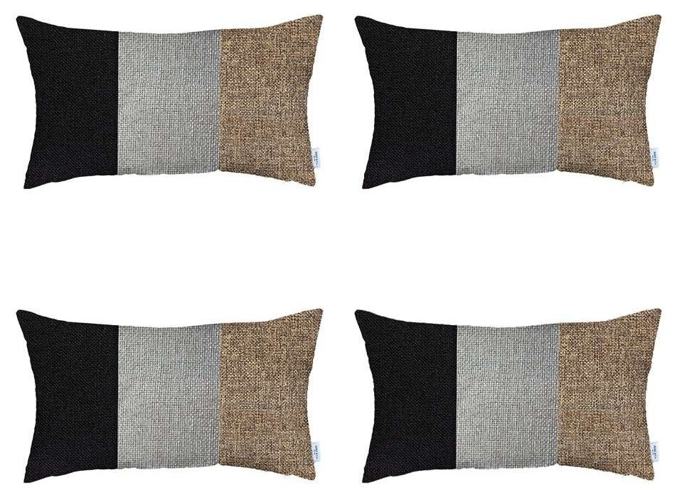 Set of 4 Brown Tripartite Lumbar Pillow Covers