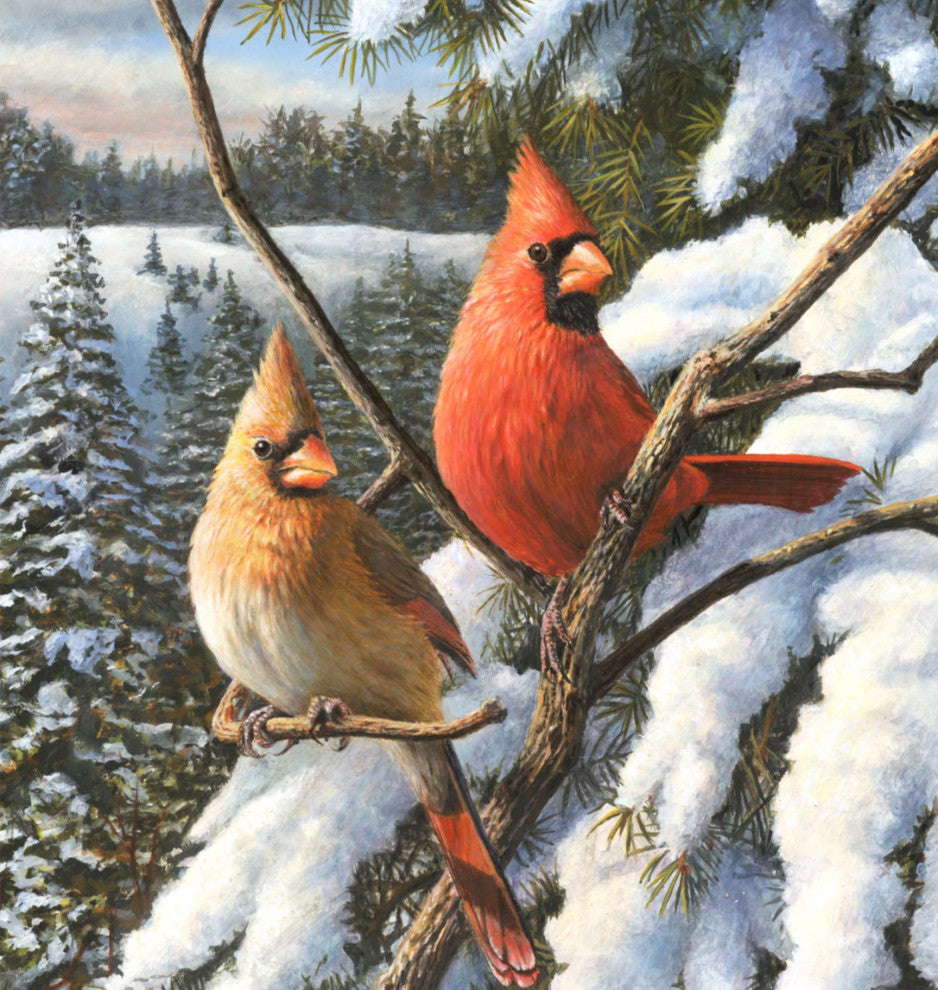 Laural Home Winter Cardinal 17" x 18" Woven Decorative Pillow