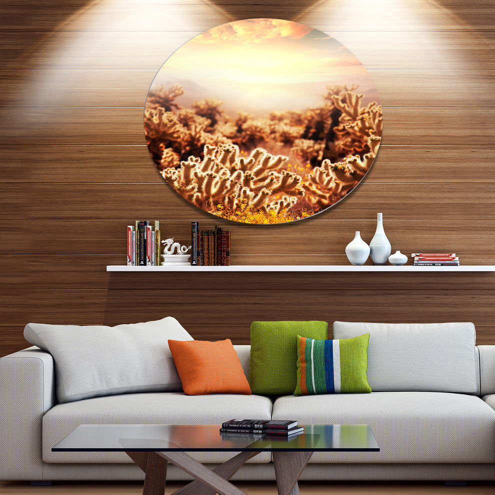 Cactus Plants In Saguaro National Park, Flower Round Wall Art, 11"