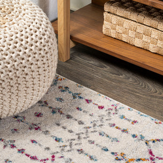 Moroccan HYPE Boho Vintage Diamond Runner Rug, Ivory/Multi, 2 X 10