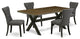 5-Piece Set, 4 Chairs and Table With Jacobean Table Top, Black