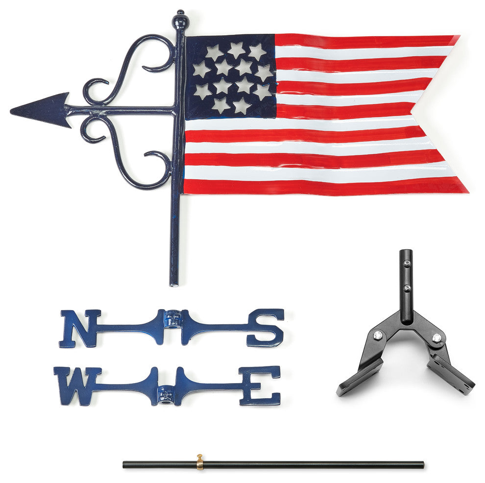 Americana Flag Weathervane, Roof Mount