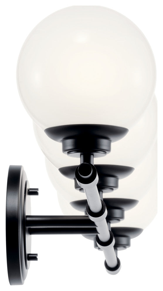 Benno 34" 4 Light Vanity With Opal Glass, Black