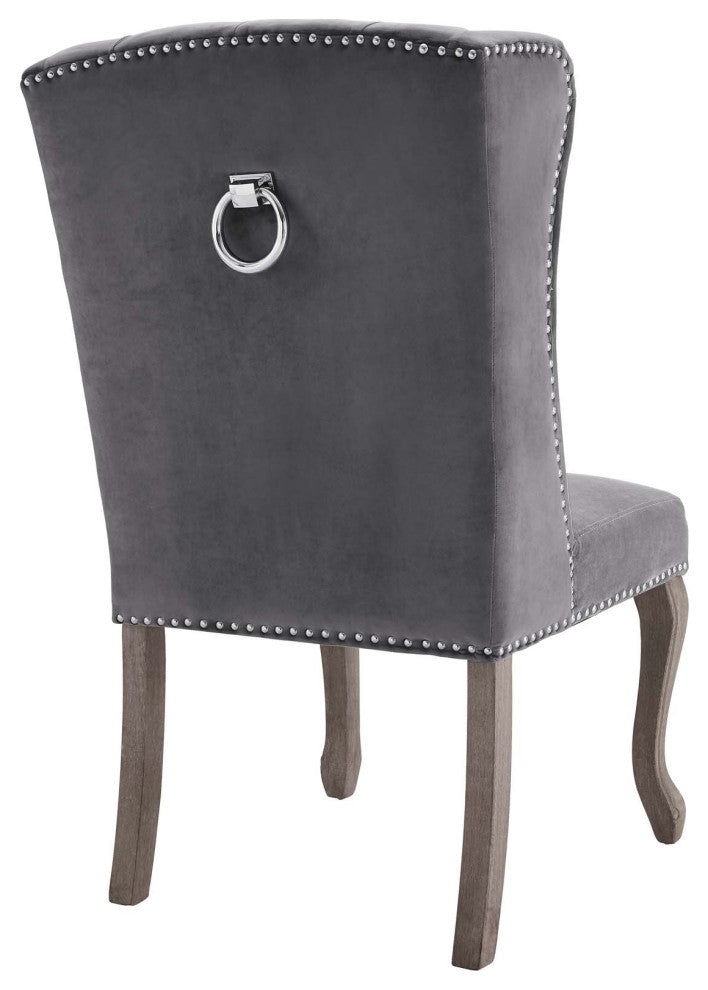 Gray Apprise French Vintage Dining Performance Velvet Side Chair