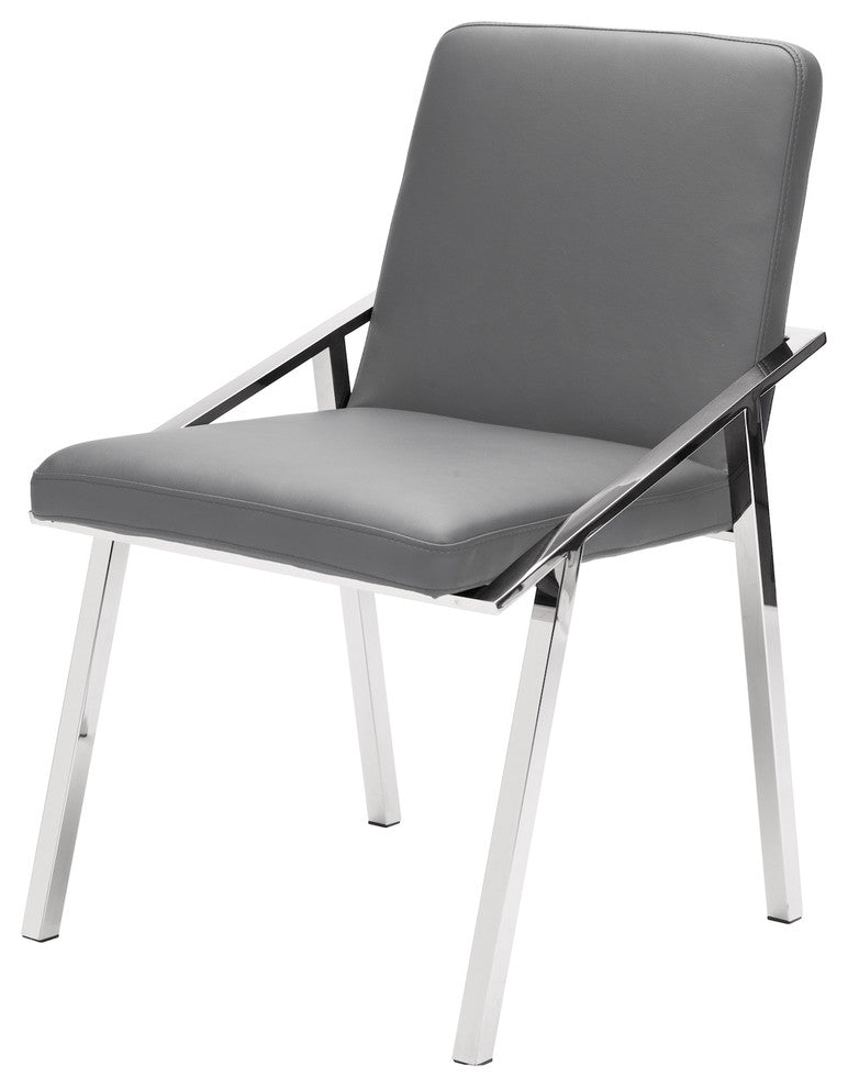 Nika Dining Chair, Seat: Gray, Base: Polished Stainless
