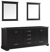 Dukes 80" Espresso Double Vanity, No Top and 30" Mirrors
