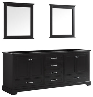 Dukes 80" Espresso Double Vanity, No Top and 30" Mirrors