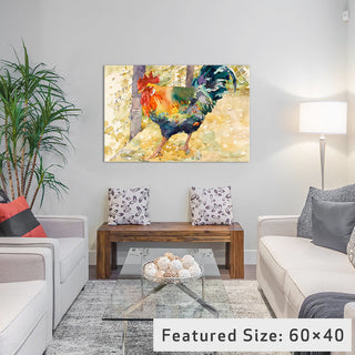 "Colorful Rooster" by Jan Benz, 26x18x1.5"
