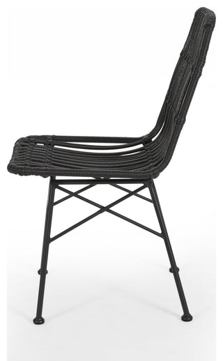 Silverdew Indoor Wicker Dining Chairs, Set of 2, Gray, Black