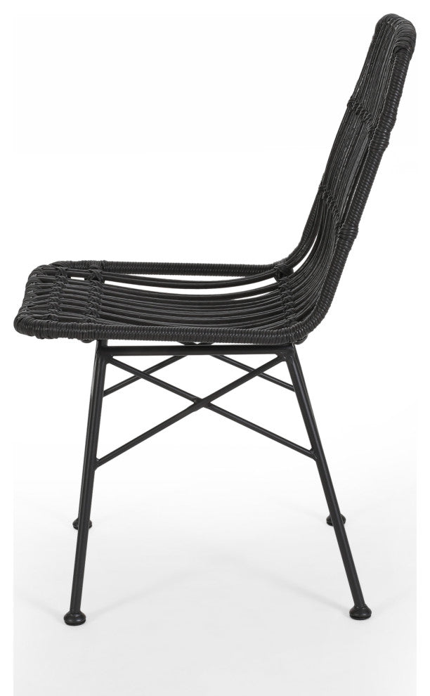 Silverdew Indoor Wicker Dining Chairs, Set of 2, Gray, Black