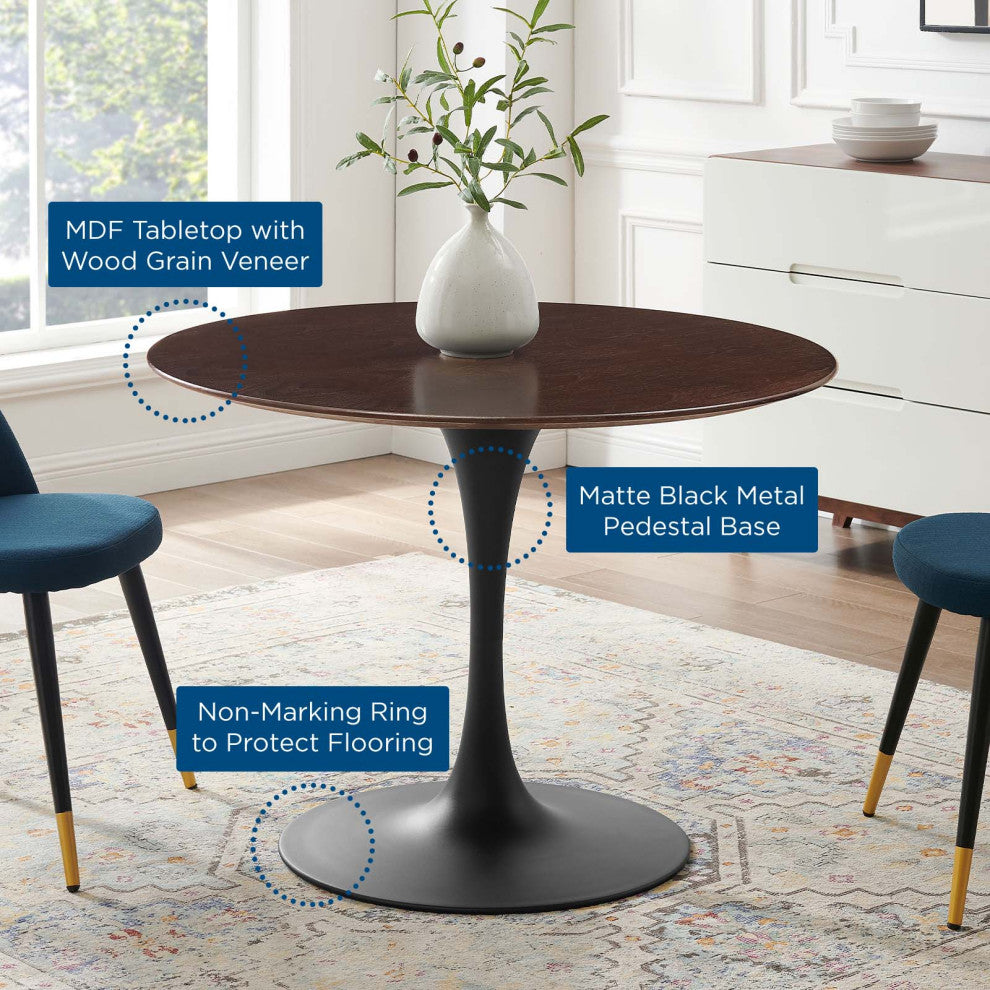 Dining Table, Round, Wood, Black Dark Brown, Modern, Cafe Bistro Restaurant