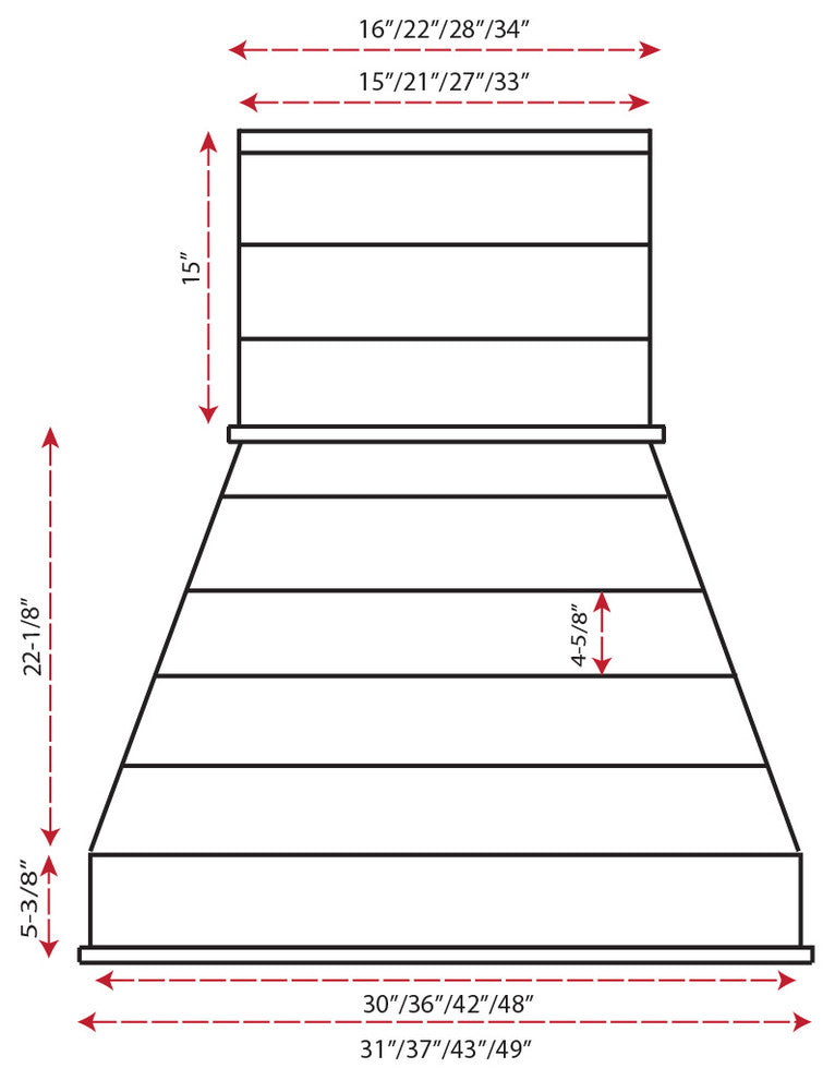 Castlewood Rustic Shiplap Chimney Hood - Dark Gray, 36", No Ventilator/Liner