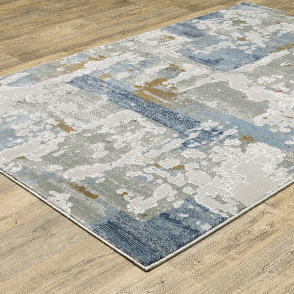 Emery Galaxy Grey/Blue Indoor Area Rug, 9'10" x 12'10"