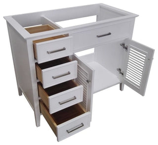 Ariel Kensington 42" Transitional Right Offset Single Sink Base Cabinet, White