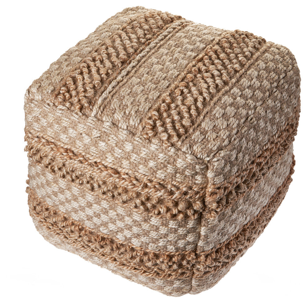 Natural Jute Checkered Pouf