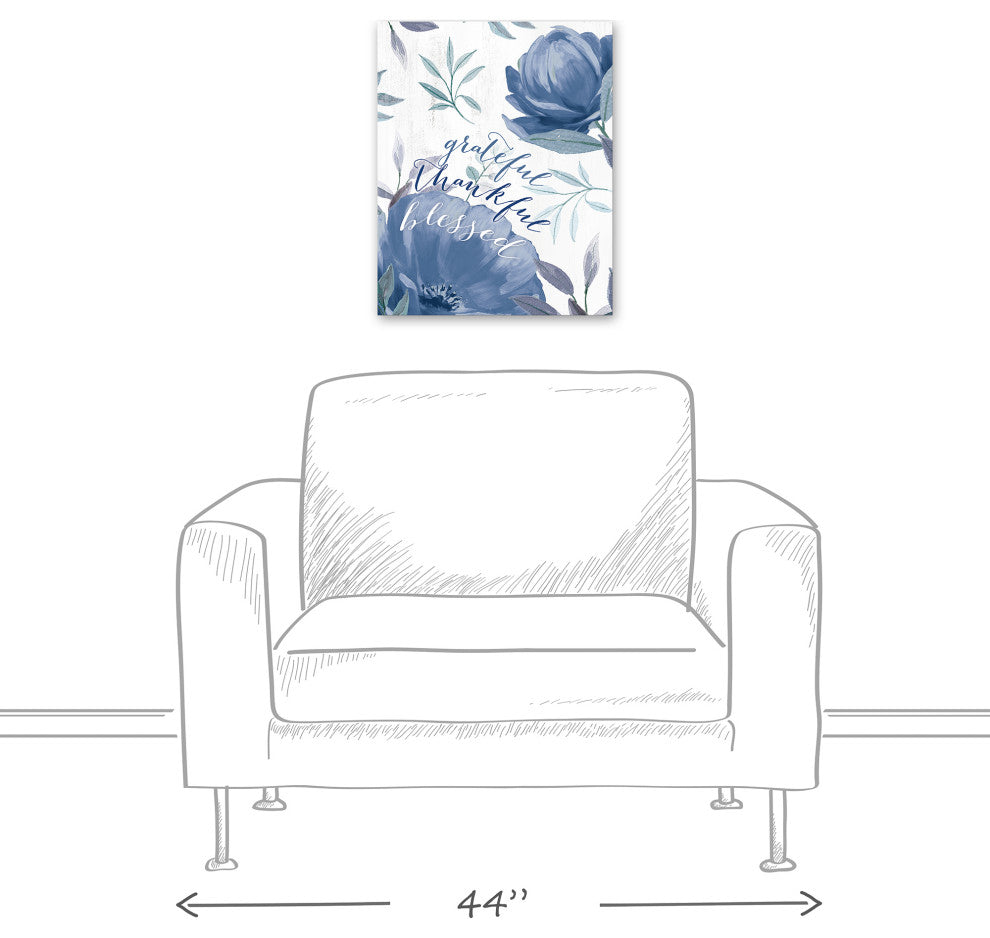 Grateful Thankful Blessed 16x20 Canvas Wall Art