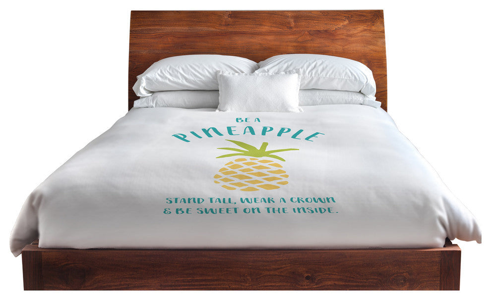 Be A Pineapple, White Lightweight King Duvet Cover