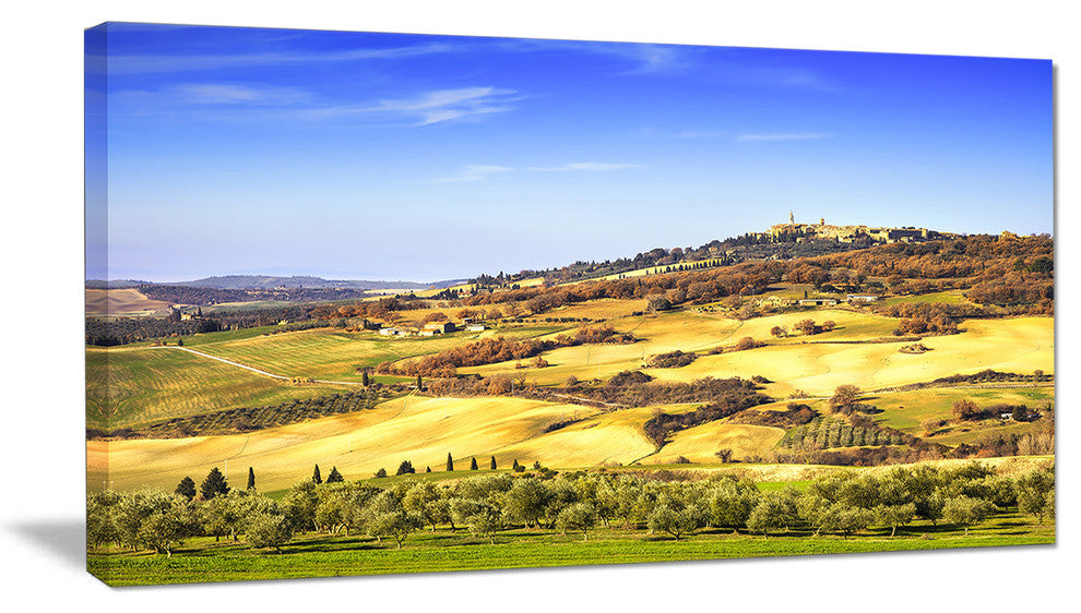 "Pienza Medieval Village Italy" Landscape Wall Art Print, 1 Panel, 60"x28"