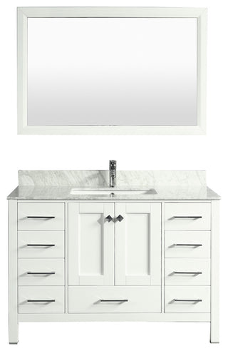 Eviva Aberdeen 48 Transitional White Bathroom Vanity White Carrera Countertop