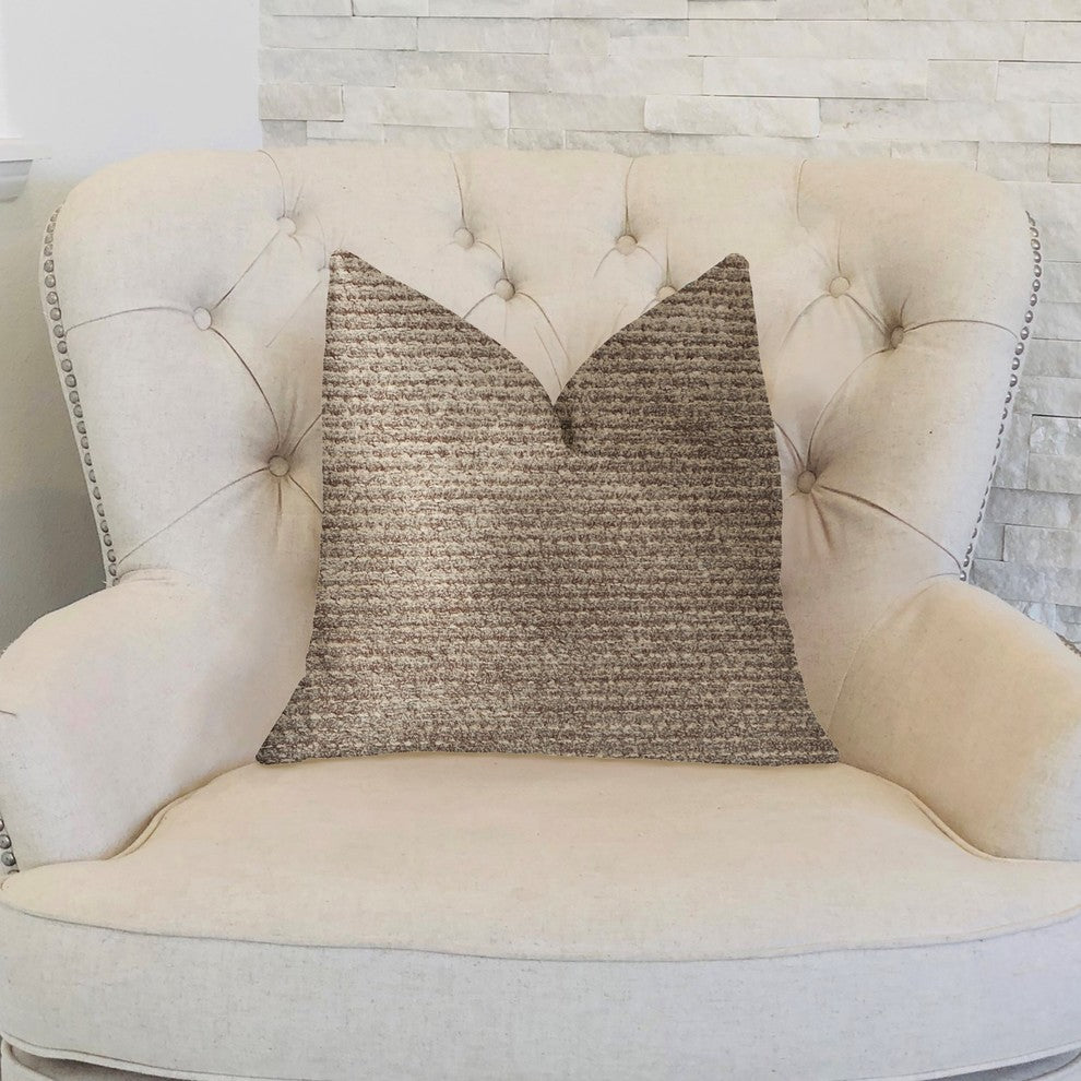 Classy Chic Ivory and Beige Luxury Throw Pillow, 24"x24"