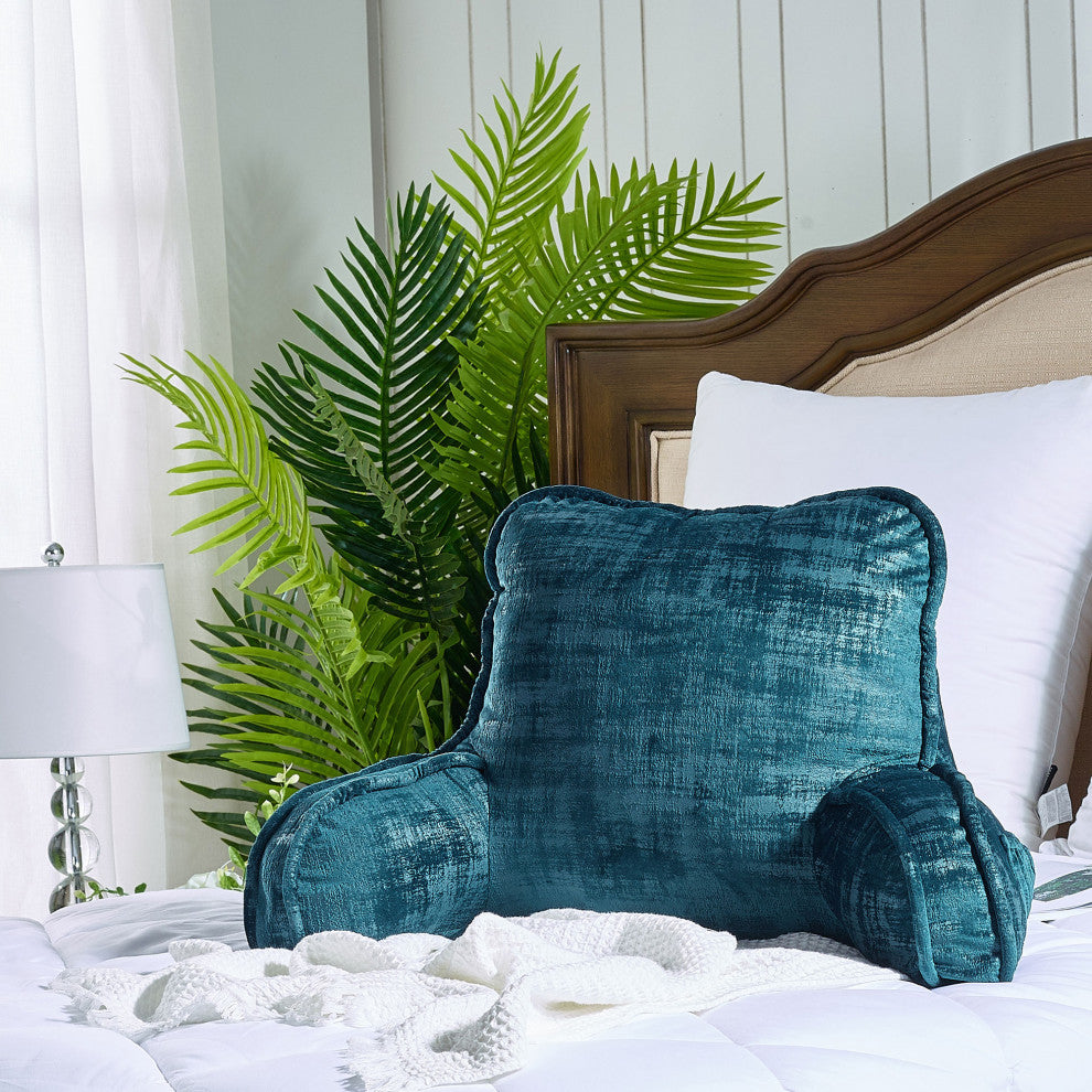 Textured Velvet DIY Bed Rest Cover and Inserts, Agate Green, 20"x18"x17"