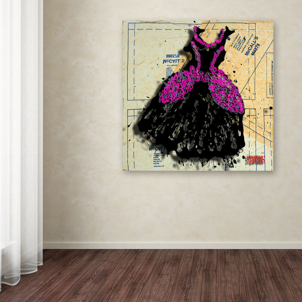 'Black n Purple Swirls' Canvas Art by Roderick Stevens